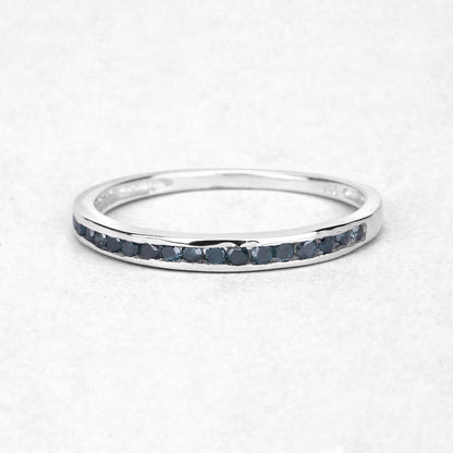 0.20 Carat Genuine Blue Diamond .925 Sterling Silver Ring