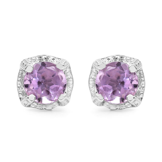 1.46 Carat Genuine Amethyst .925 Sterling Silver Earrings