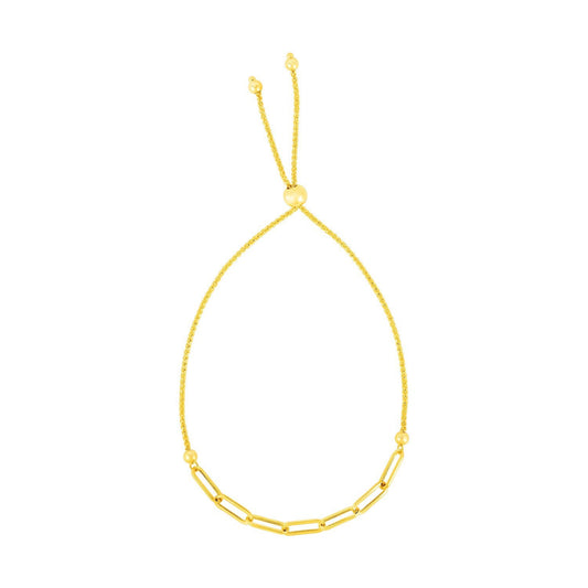 Bracelet réglable en or jaune 14 carats avec chaîne forçat