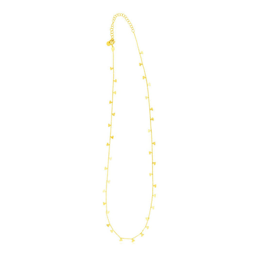 Collier en or jaune 14 carats avec cœurs pendants