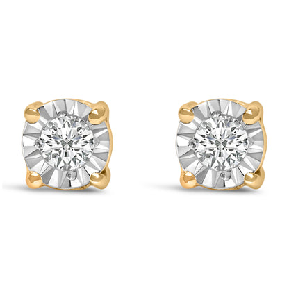 .925 Sterling Silver 1/10 Cttw Round Brilliant-Cut Lab Grown Diamond Miracle-Set Stud Earrings (F-G Color, VS1-VS2 Clarity)