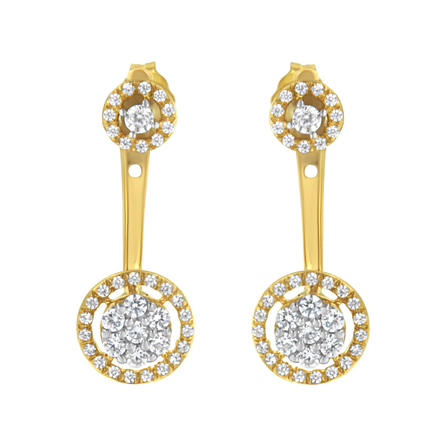 14K Yellow Gold Plated .925 Sterling Silver 5/8 Cttw Diamond Removable Stud and Dangle Earrings (I-J Color, I2-I3)