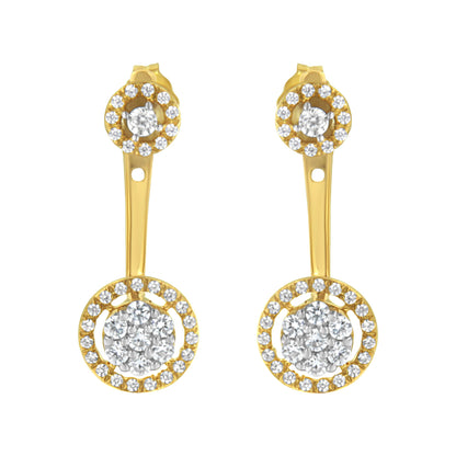 14K Yellow Gold Plated .925 Sterling Silver 5/8 Cttw Diamond Removable Stud and Dangle Earrings (I-J Color, I2-I3)