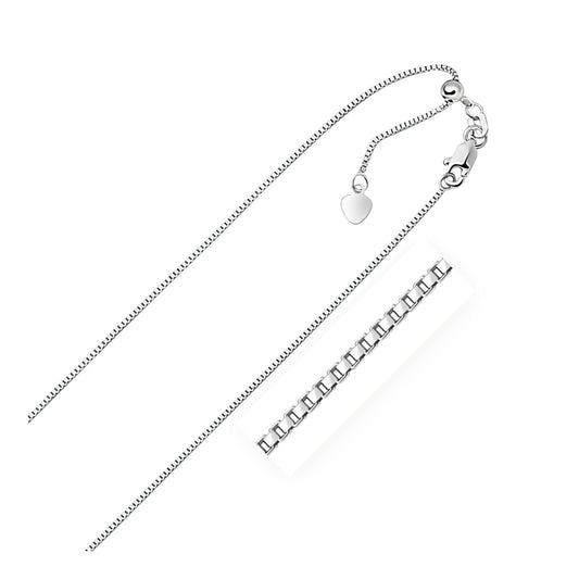 Chaîne réglable en or blanc 14 carats, maille forçat, 0,85 mm
