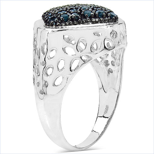 0.54 Carat Genuine Blue Diamond .925 Sterling Silver Ring