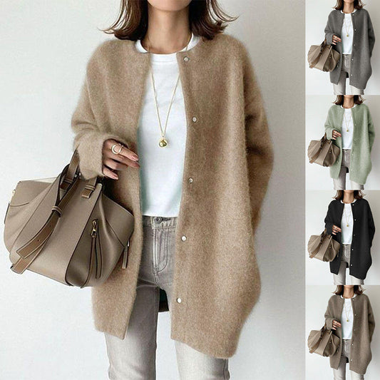 Cárdigans Ins de una sola botonadura a la moda de color sólido, chaqueta de punto para mujer, ropa de otoño y primavera