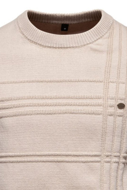 Men's Round Neck Striped Sweater