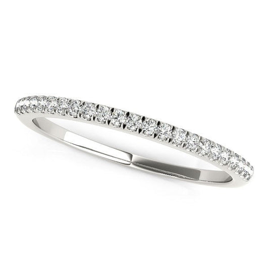Alliance en or blanc 14 carats, sertie de diamants style feston (0,125 carat total)