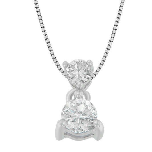 Pendentif en or blanc 14 carats avec diamant taille ronde 1/2 carat (I-J, I1-I2)
