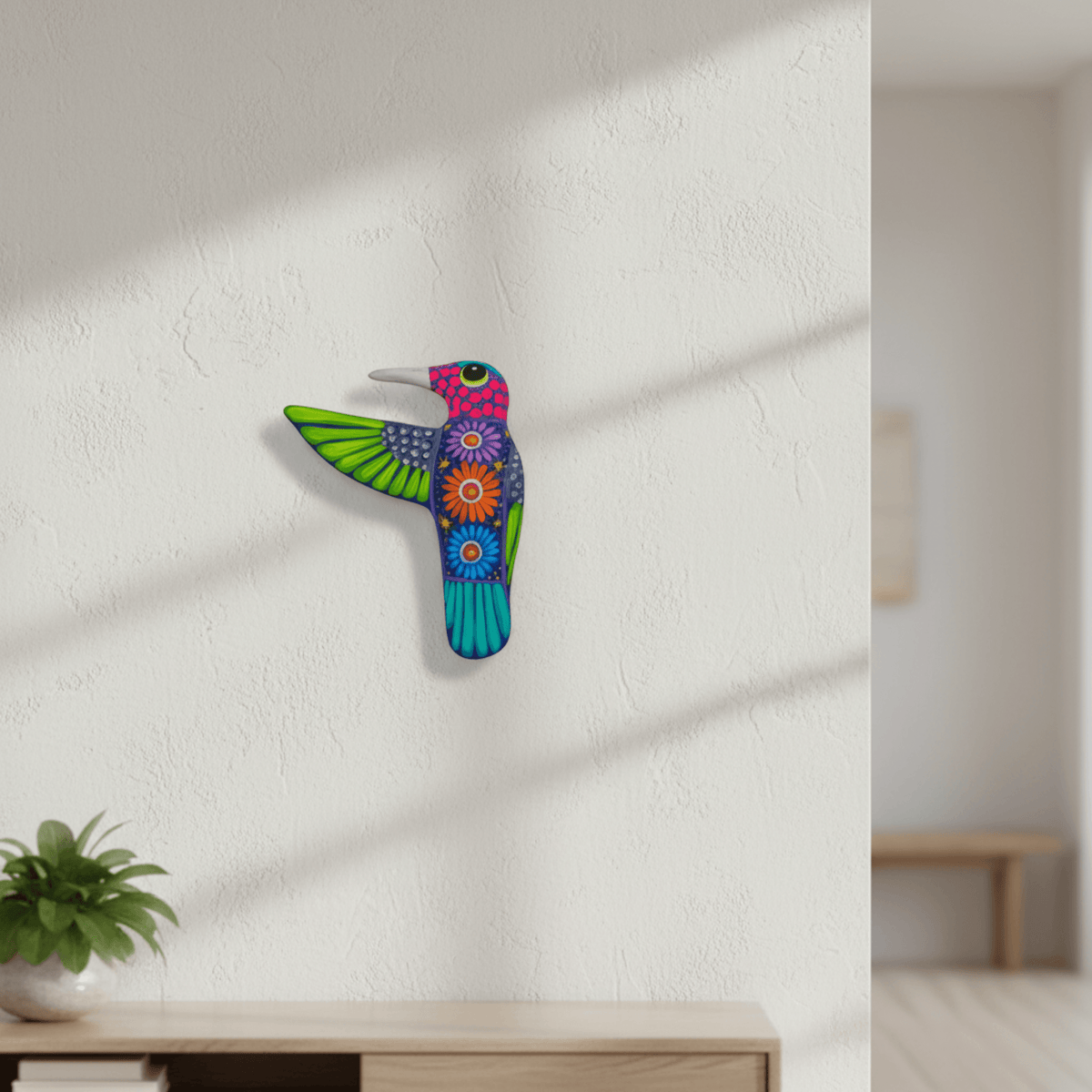 Alebrije Hummingbird Wall Art | Ceramic Mexican Folk Decor