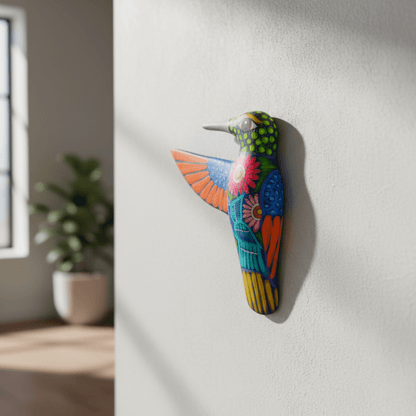 Alebrije Hummingbird Wall Art | Ceramic Mexican Folk Decor