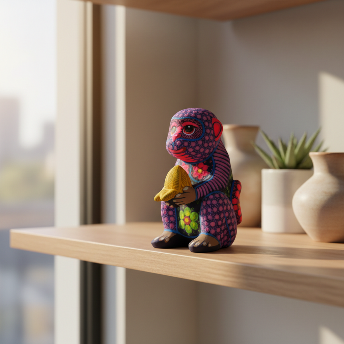 Alebrije Monkey Figurine | Hand-Painted Folk Art