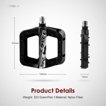 Anti-Vibration Mountain Bike Pedal Anti-Skid Lightweight Nylon Fiber Bicycle Pedal Board High-Strength Anti-Skid Bicycle Pedal New Nylon Fabric Anti Slip Durable Mountain Bike Flat Pedals