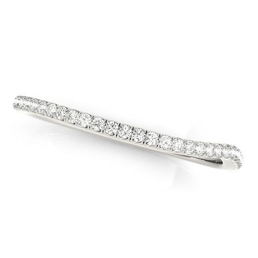 Bague de mariage fine incurvée en or blanc 14 carats avec diamants (1/10 carat poids total)