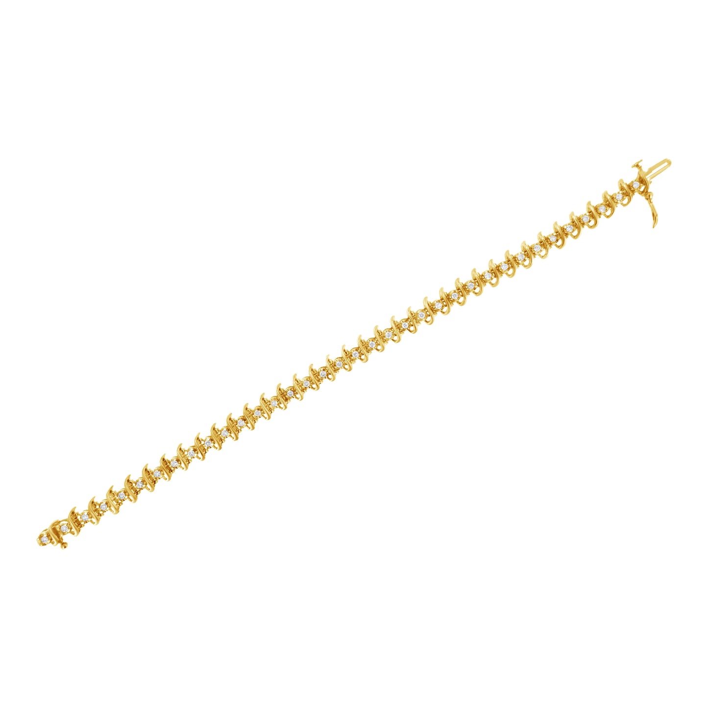 10KT Yellow Gold Plated .925 Sterling Silver 1 cttw Prong-Set Diamond Link Bracelet (J-K, I1-I2) - 7.5"