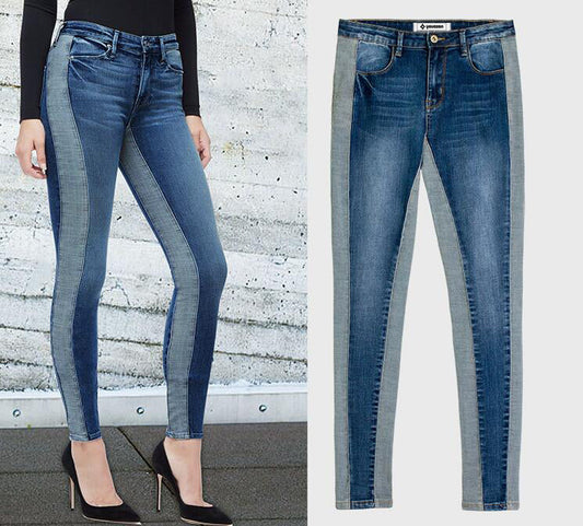 Pantalones vaqueros entallados con bloques de color para mujer - Verano