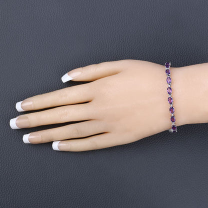 7.98 Carat Genuine Amethyst .925 Sterling Silver Bracelet
