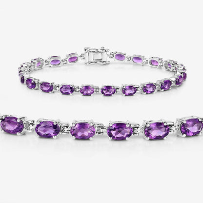 7.98 Carat Genuine Amethyst .925 Sterling Silver Bracelet