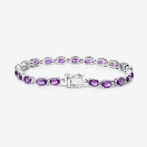 7.98 Carat Genuine Amethyst .925 Sterling Silver Bracelet