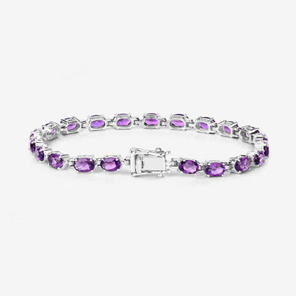 7.98 Carat Genuine Amethyst .925 Sterling Silver Bracelet