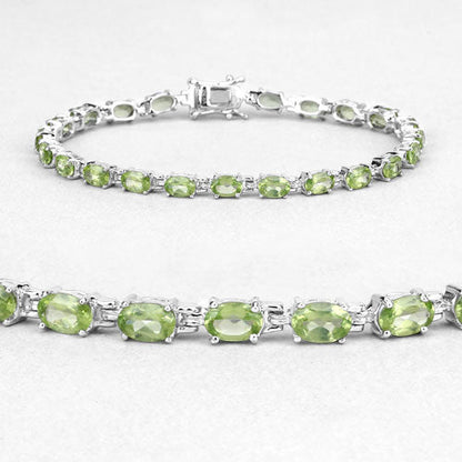 8.61 Carat Genuine Peridot .925 Sterling Silver Bracelet