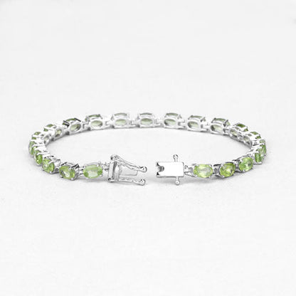8.61 Carat Genuine Peridot .925 Sterling Silver Bracelet