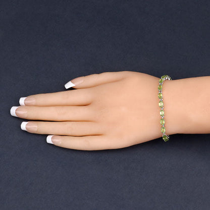 8.61 Carat Genuine Peridot .925 Sterling Silver Bracelet