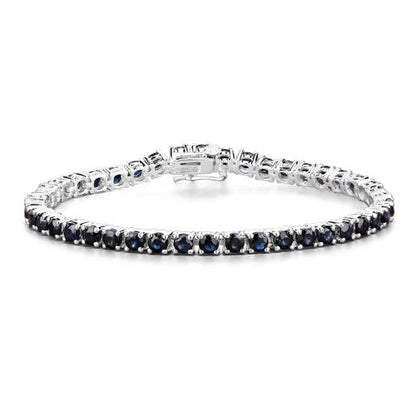 8.36 Carat Genuine Blue Sapphire .925 Sterling Silver Bracelet