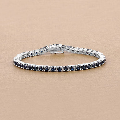 8.36 Carat Genuine Blue Sapphire .925 Sterling Silver Bracelet