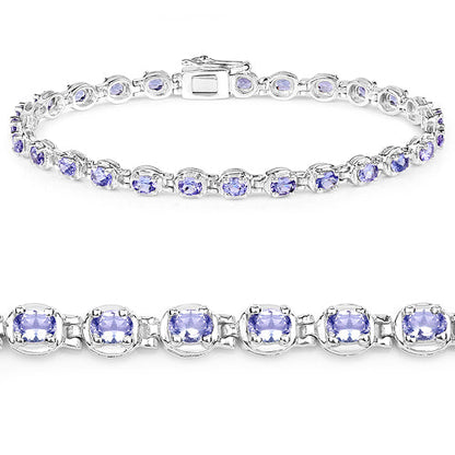 4.59 Carat Genuine Tanzanite .925 Sterling Silver Bracelet