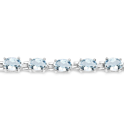 8.80 Carat Genuine Aquamarine .925 Sterling Silver Bracelet
