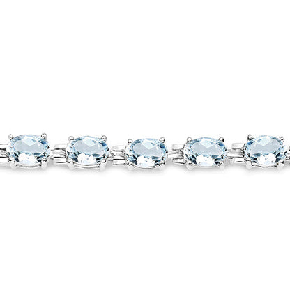 8.80 Carat Genuine Aquamarine .925 Sterling Silver Bracelet