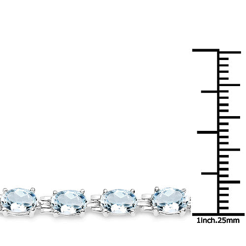 8.80 Carat Genuine Aquamarine .925 Sterling Silver Bracelet