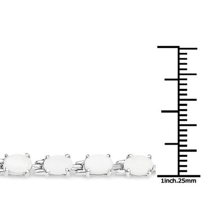 6.82 Carat Genuine Opal .925 Sterling Silver Bracelet