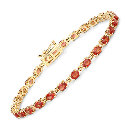 7.00 Carat Genuine Orange Sapphire 14K Yellow Gold Bracelet