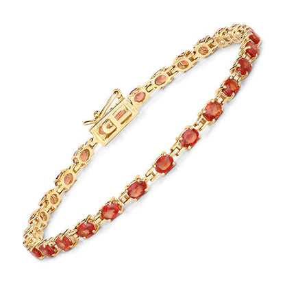 7.00 Carat Genuine Orange Sapphire 14K Yellow Gold Bracelet