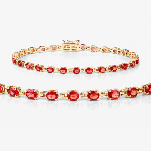 7.00 Carat Genuine Orange Sapphire 14K Yellow Gold Bracelet