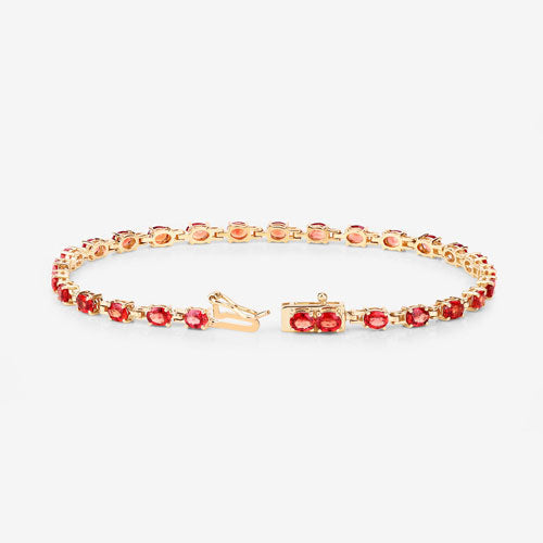 7.00 Carat Genuine Orange Sapphire 14K Yellow Gold Bracelet