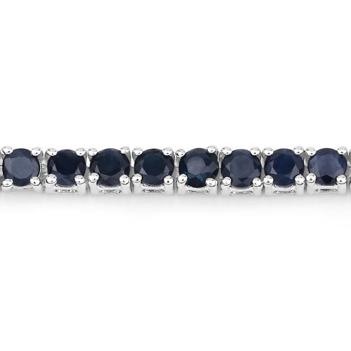 2.41 Carat Genuine Blue Sapphire and White Zircon .925 Sterling Silver Bracelet