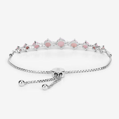 5.50 Carat Genuine Pink Opal and White Topaz .925 Sterling Silver Bracelet