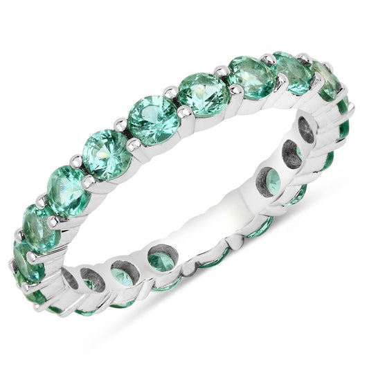 Bague en or blanc 14K, émeraude de Zambie naturelle de 2,00 carats
