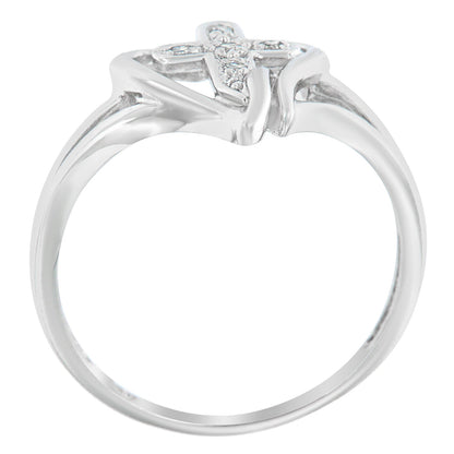 10K White Gold Diamond-Accented Cross & Open Heart Promise Fashion Ring (H-I Color, I1-I2 Clarity) - Size 7
