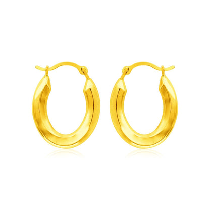 14k Yellow Gold Polished Oval Hoop Earrings