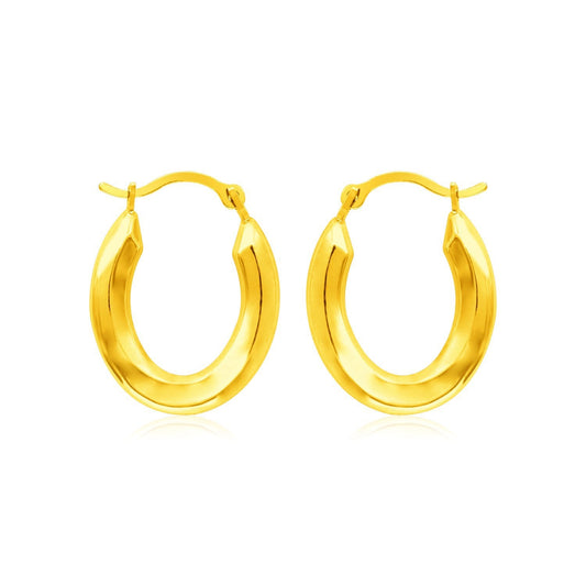 Boucles d'oreilles créoles ovales polies en or jaune 14 carats