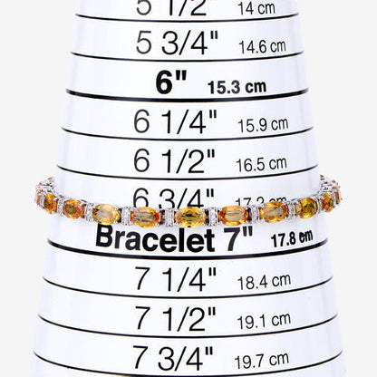 12.33 Carat Genuine Orange Sapphire and White Diamond 14K White Gold Bracelet