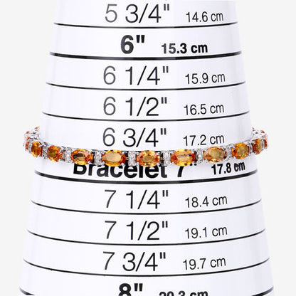 16.73 Carat Genuine Orange Sapphire and White Diamond 14K White Gold Bracelet