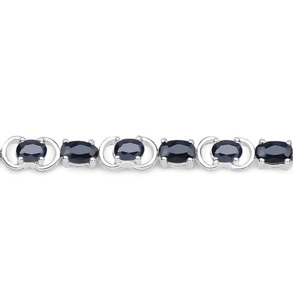 7.41 Carat Genuine Black Sapphire .925 Sterling Silver Bracelet