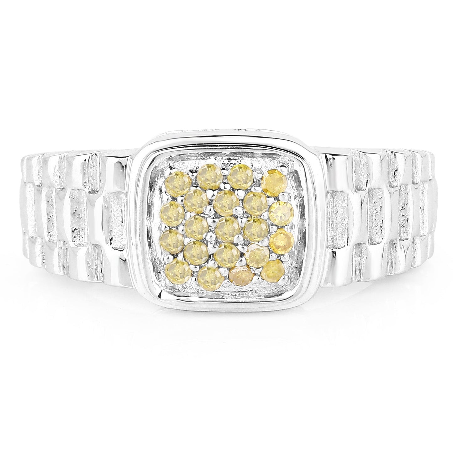 0.25 Carat Genuine Yellow Diamond .925 Sterling Silver Ring