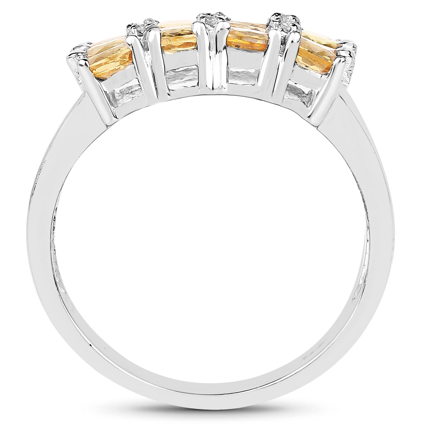 2.67 Carat Genuine Yellow Sapphire and White Diamond .925 Sterling Silver Ring