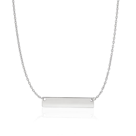 Collier barre horizontale lisse en or blanc 14 carats
